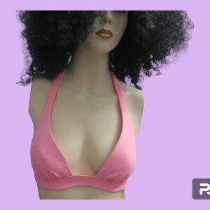 Victoria's Secret ruched bikini bra halter in bubble gum Barbie pink size small.